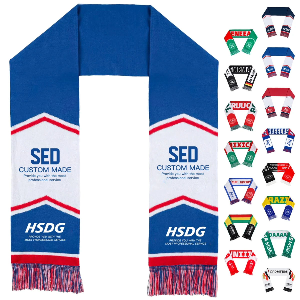 Full Color Fleece Soccer Fan Scarf With Tassel 1