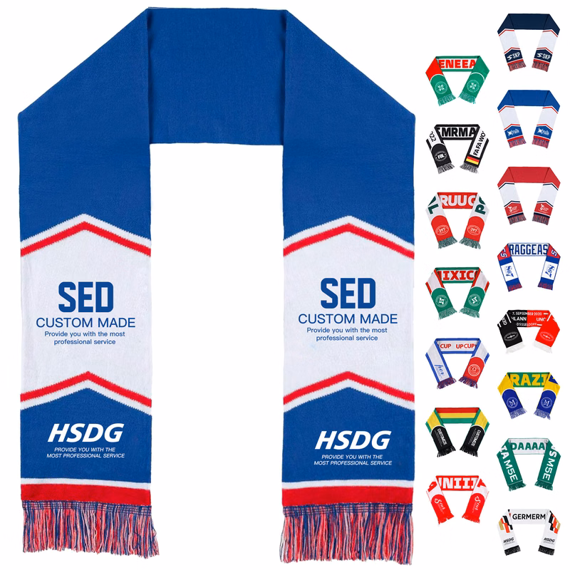 Full Color Fleece Soccer Fan Scarf With Tassel