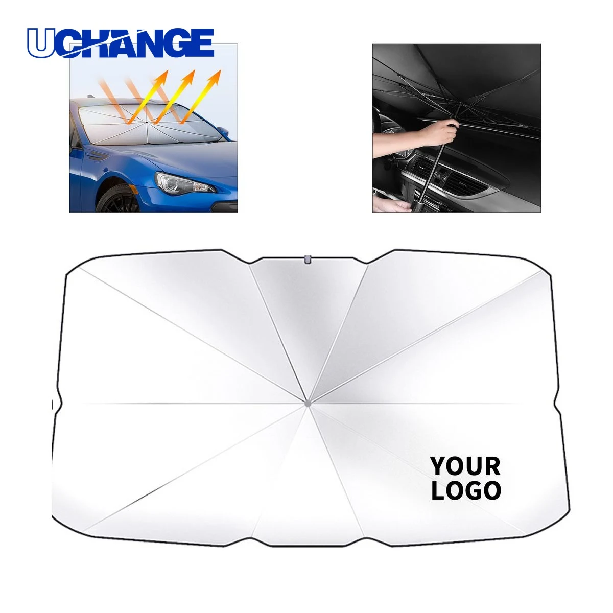 Titanium Coated Foldable Car Sun Shade Umbrella 55" x 31.5" for Vehicle Use 1