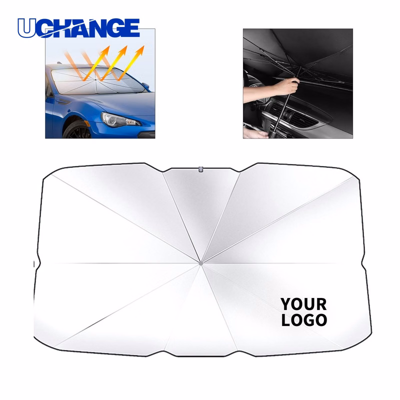 Titanium Coated Foldable Car Sun Shade Umbrella 55" x 31.5" for Vehicle Use