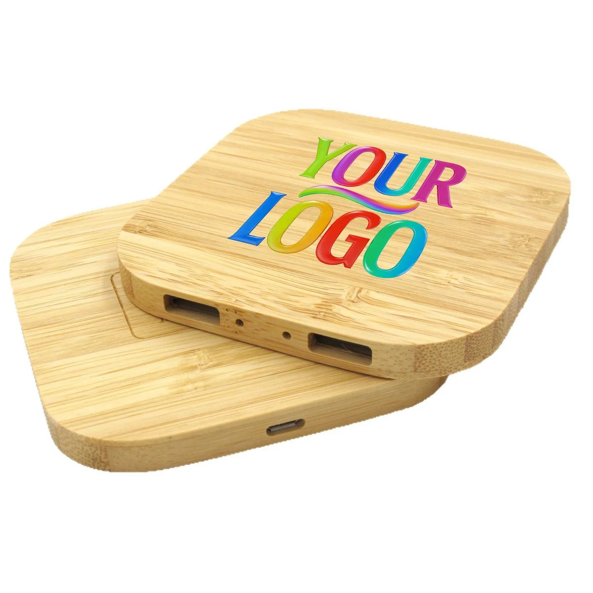 Dual USB Bamboo Wireless Charging Pad 1