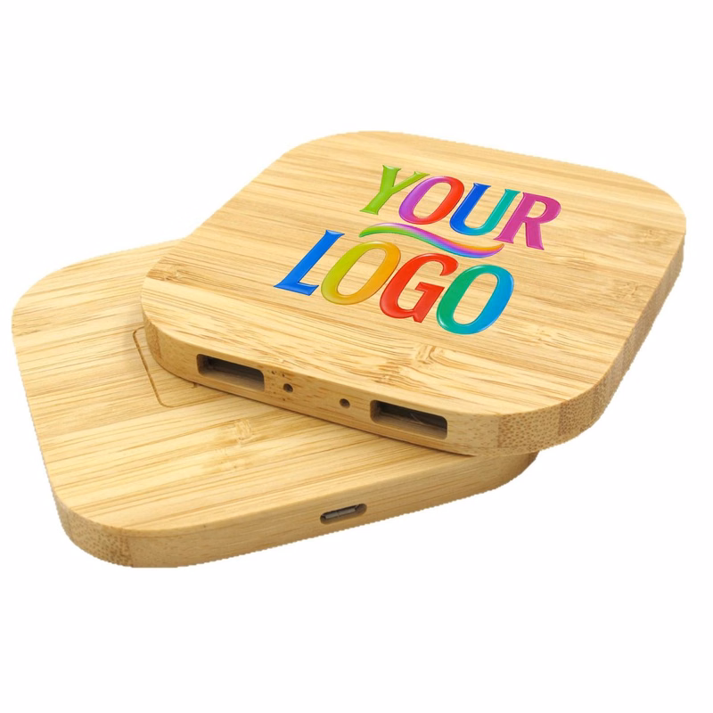 Dual USB Bamboo Wireless Charging Pad