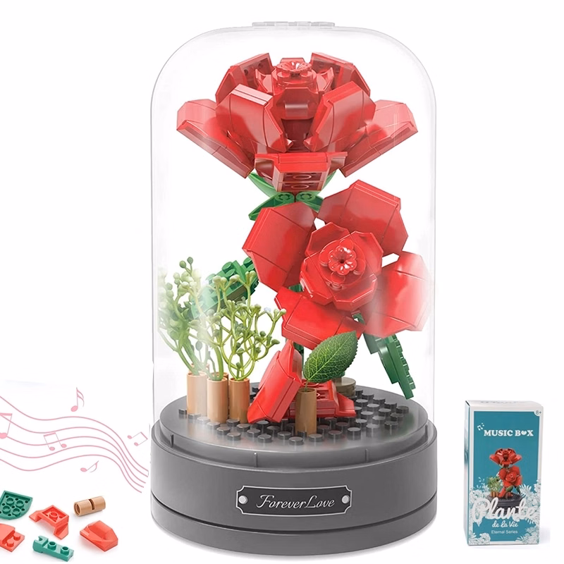 Rose Flower Bouquet Building Toys Set