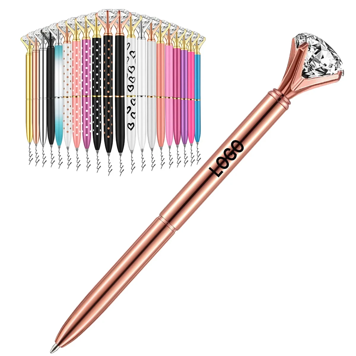 MOQ 50PCS Big Diamond Crystal Metal Ballpoint Pens 1
