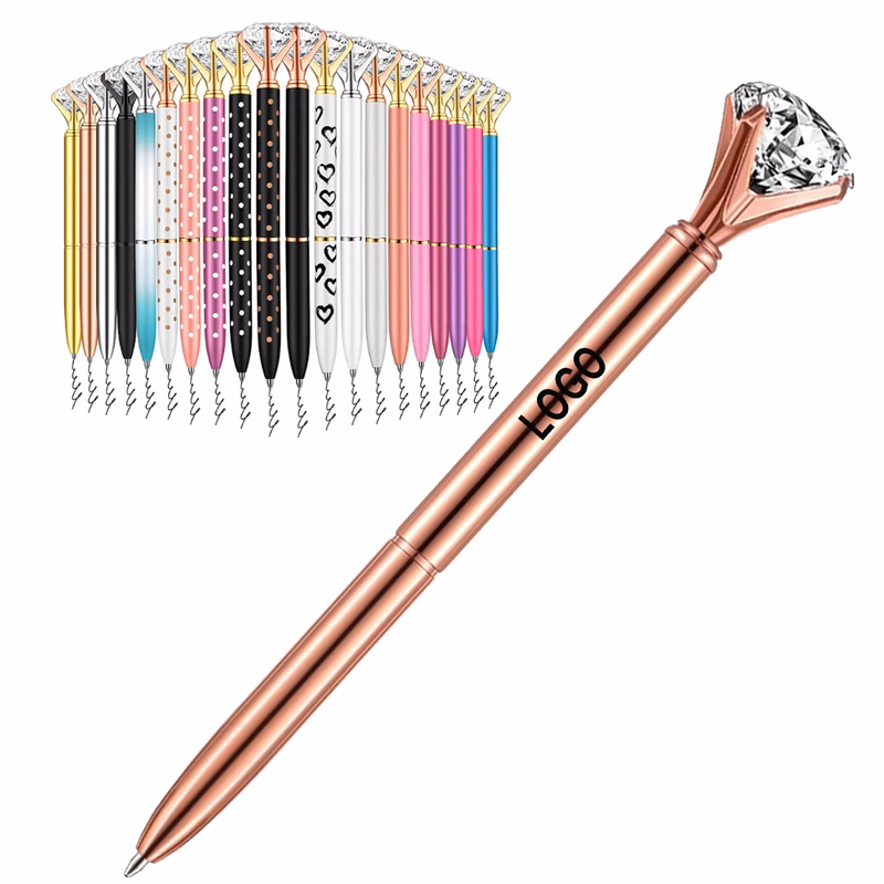 MOQ 50PCS Big Diamond Crystal Metal Ballpoint Pens