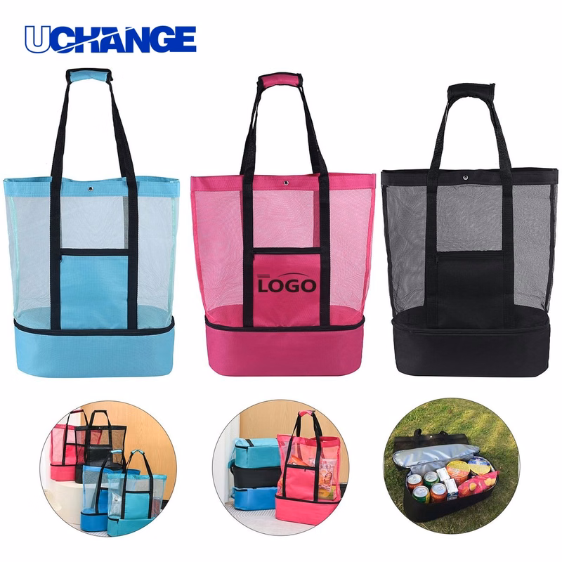 Large Beach Tote Bag with Insulated Cooler