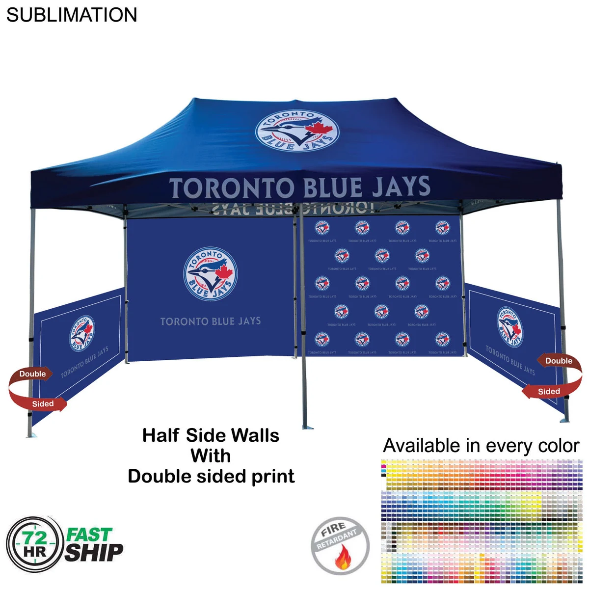 72 Hr Fast Ship - Half Side Wall for 10x20 Tent Kit, Sublimated, Double Sided Print 1