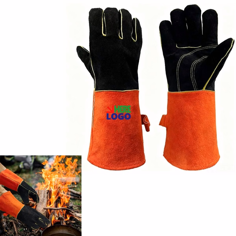 High Temp Long Cuff Split Cowhide Protective Work Gloves