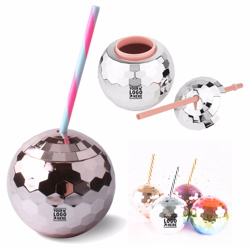 19 Ounce Disco Ball Cup with Lid and Straw