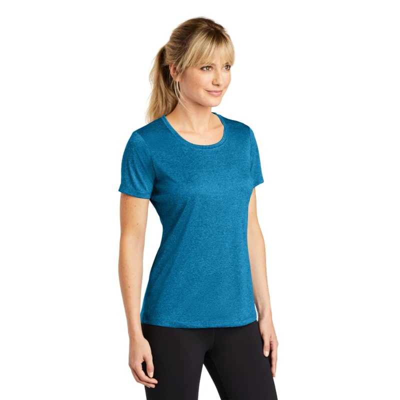 Sport-Tek Women's Heather Contender Scoop Neck Tee. 1