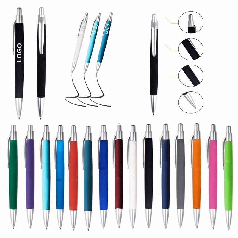 Click Ballpoint Soft Grip Rollerball Pen
