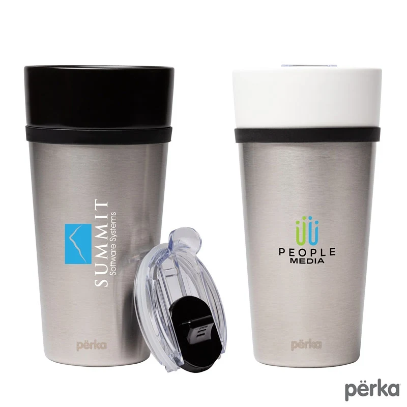 Perka® Linden 14 oz. Double Wall Ceramic Tumbler w/ Stainless Steel Outer 1