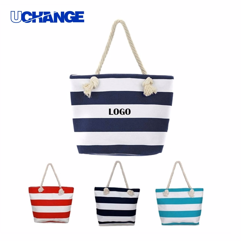 Knotted Rope Striped Tote Bag