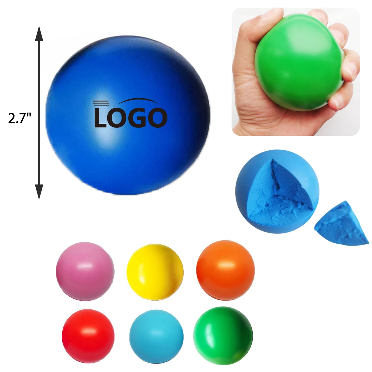 MOQ 50 PCS Colorful 2.7 In Stress Relief Grip Ball 1