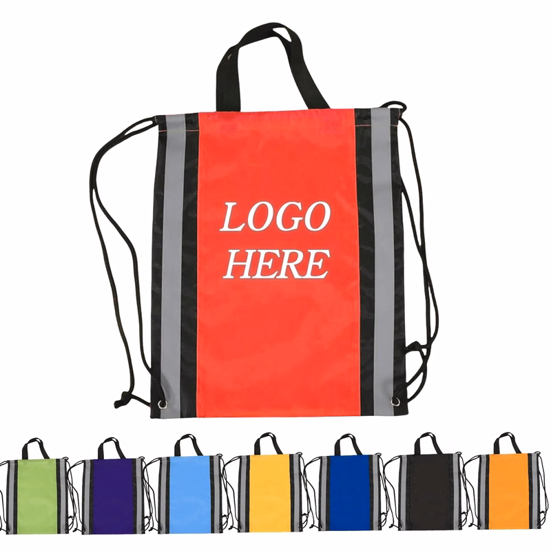 Drawstring Backpacks With Reflective Strip