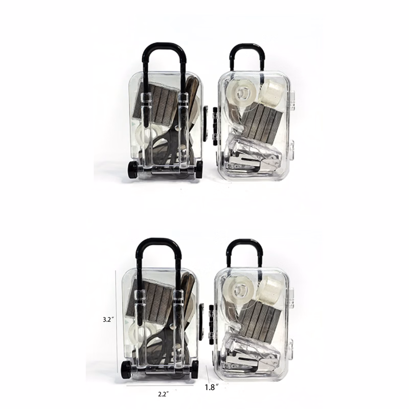 Portable Transparent Mini Trolley Office Desk Set