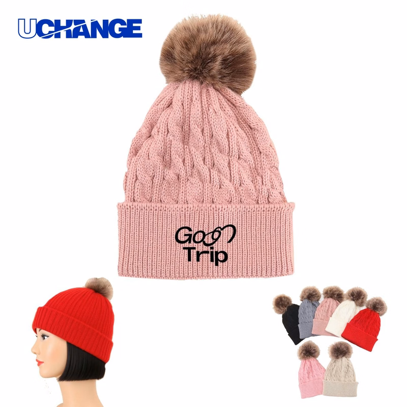 Cabled Pom Beanie Hat