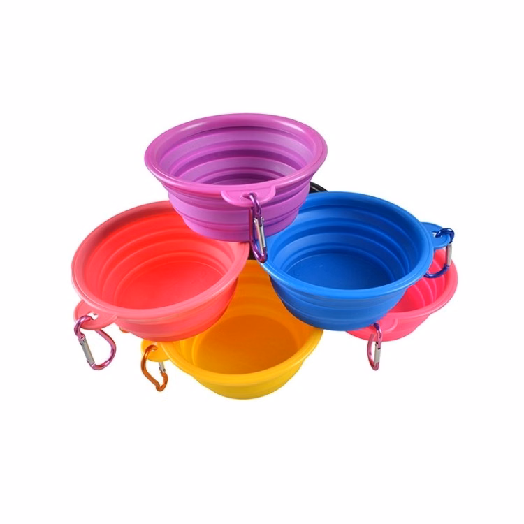 Silicone folding pet bowl with climbing knot