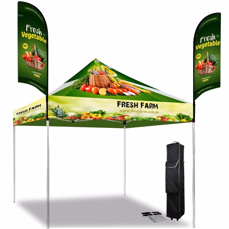 10' Custom Printed Aluminum Frame Tent W/ Double Sided Flags