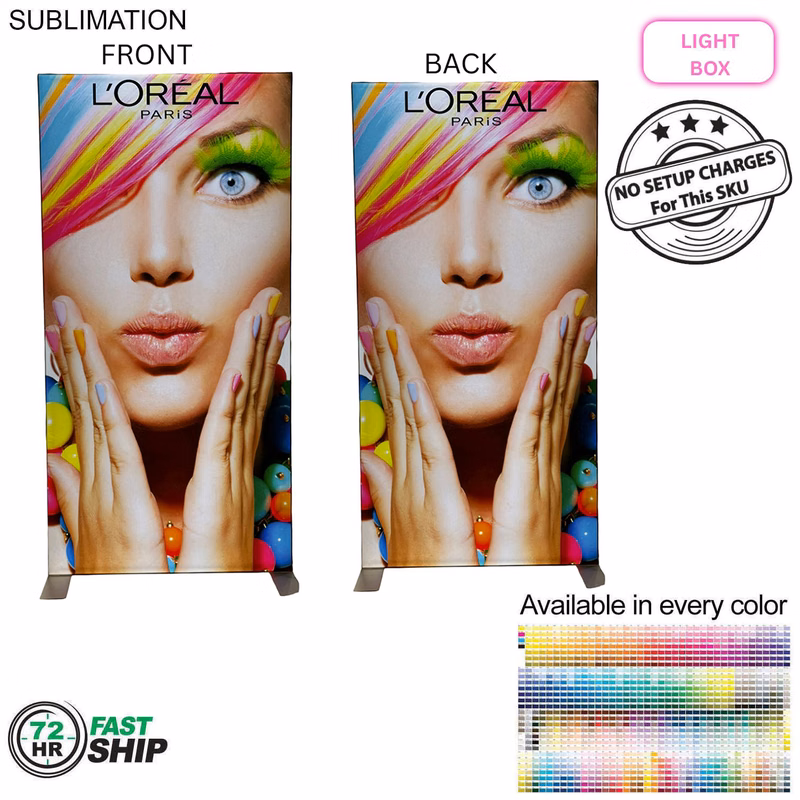 72Hr Fast Ship - LED Light Box Floor Display Banner Kit, 40" x 80", NO SETUP CHARGE