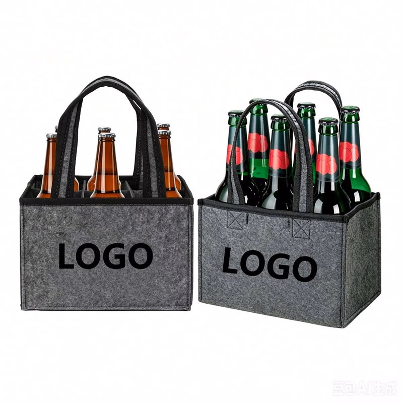 6-Bottle Felt Wine Tote