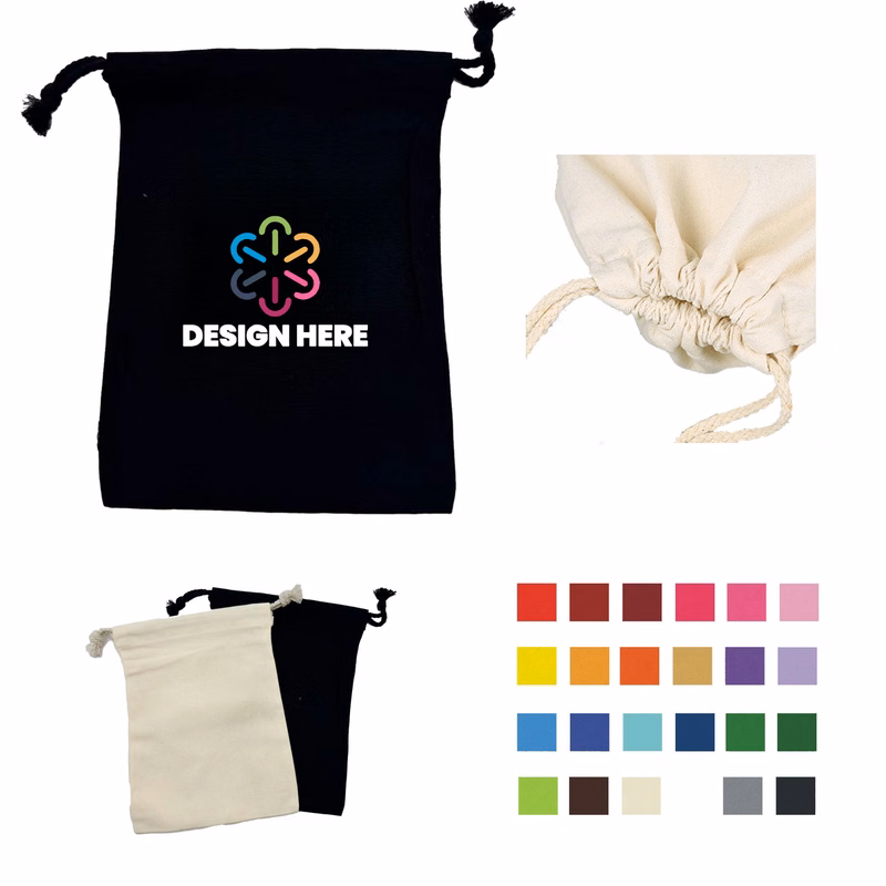 Drawstring Polyester Cotton Bag Full Color