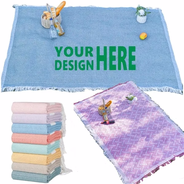 Oversized Jacquard Throw Blanket with Tassels Turkish Towel for Events, Gifting and Everyday Use