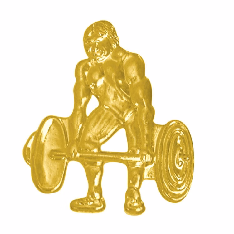 Weightlifting Bright Gold Chenille Lapel Pin