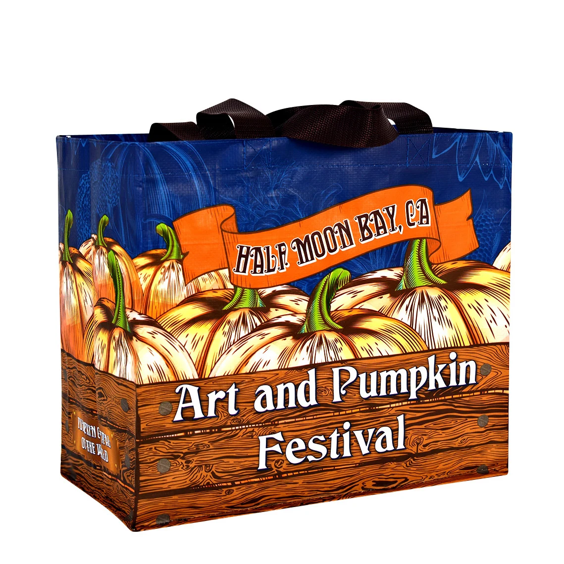 Custom 145g Laminated Woven Grocery Tote Bag 15"x13"x8" 1