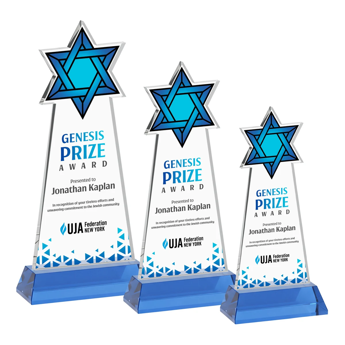 Star of David VividPrint™ Award on Hartford Base - Sky Blue 1