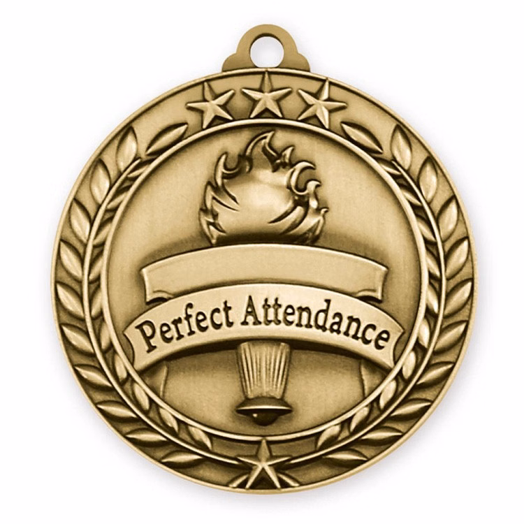 Perfect Attendance Wreath Award Medallion (1-3/4")