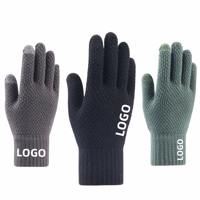 Wholesale Acrylic Gloves & Mittens Custom Logo Knitted Mittens Outdoor Winter Driving Warming Touch