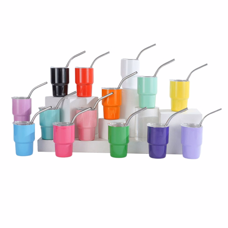3oz Tumbler Shot Glass with Straw and Lid