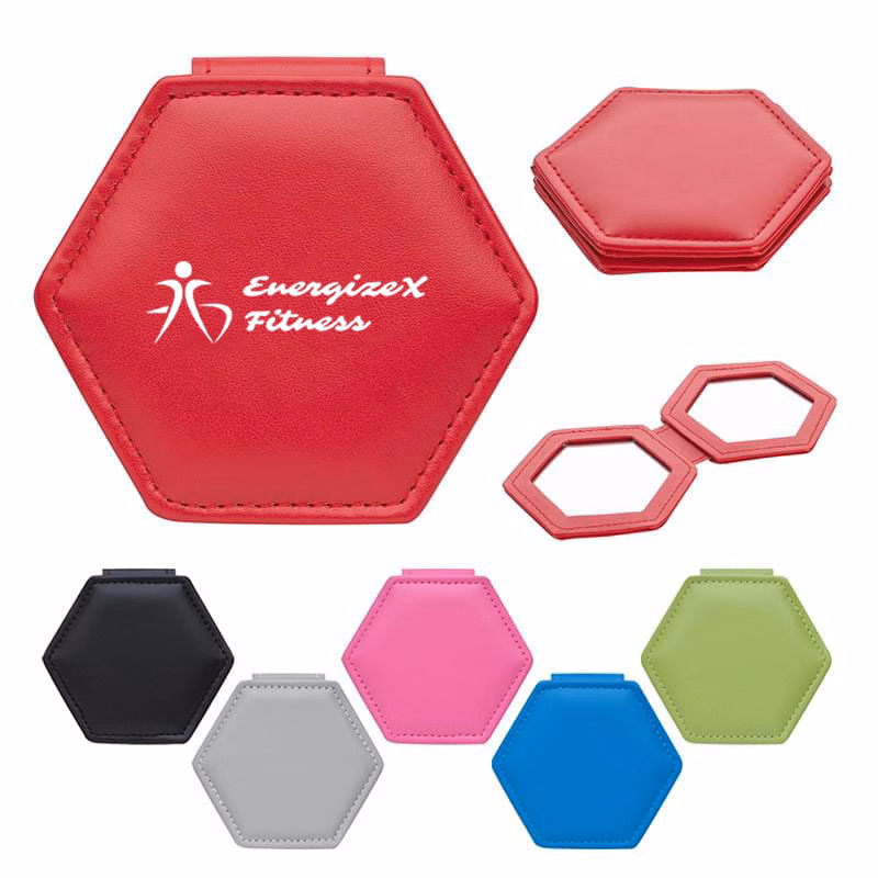 Two-Way Magnification Leatherette-Designed Compact Mirror