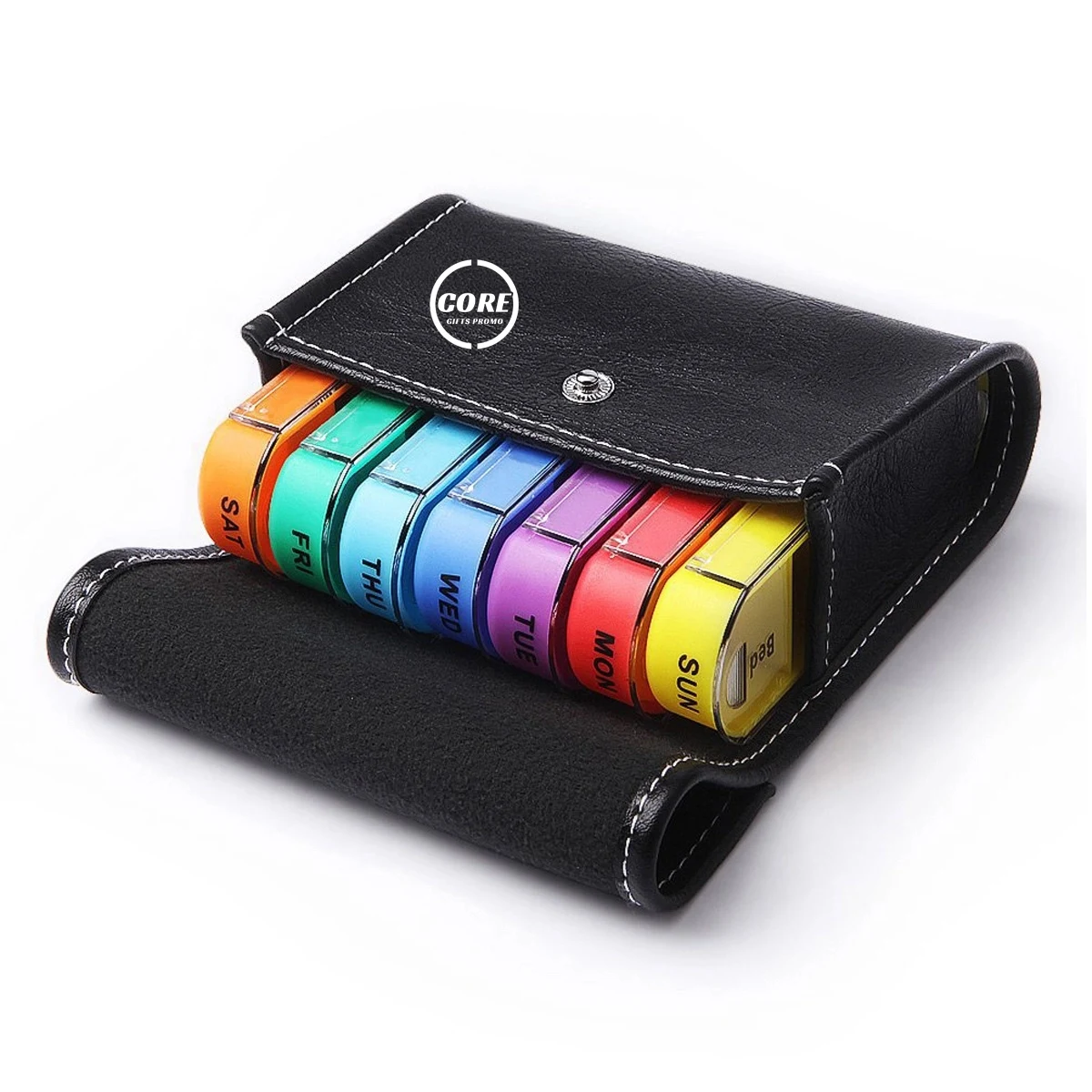 Travel Pill Organizer Box 7 Day with Leather Carrying Case 1