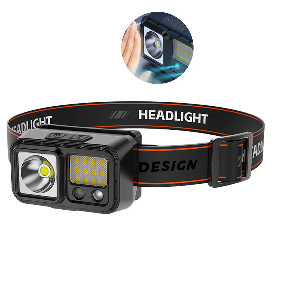 MOQ 50 USB Rechargeable Dual Light LED Headlamp for Outdoor Use 1