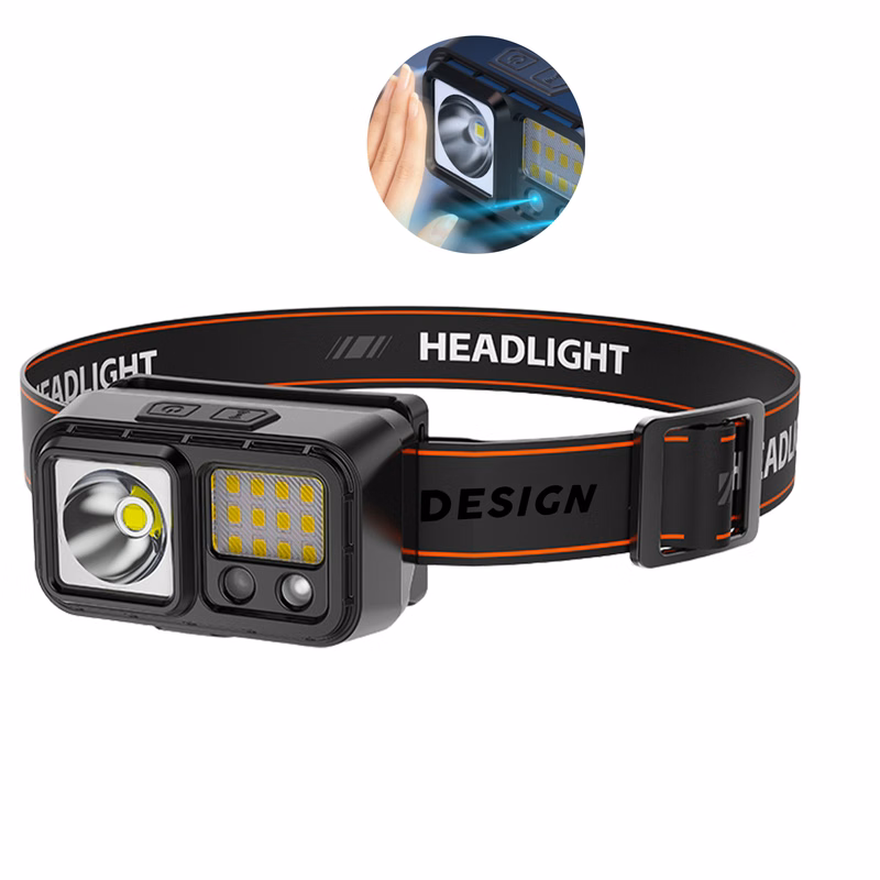 MOQ 50 USB Rechargeable Dual Light LED Headlamp for Outdoor Use