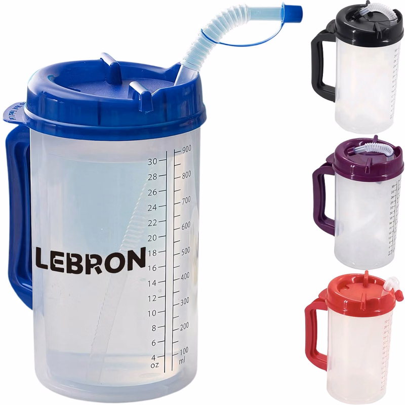 32oz Leak-Proof Water Bottle w/ Measurements Straw