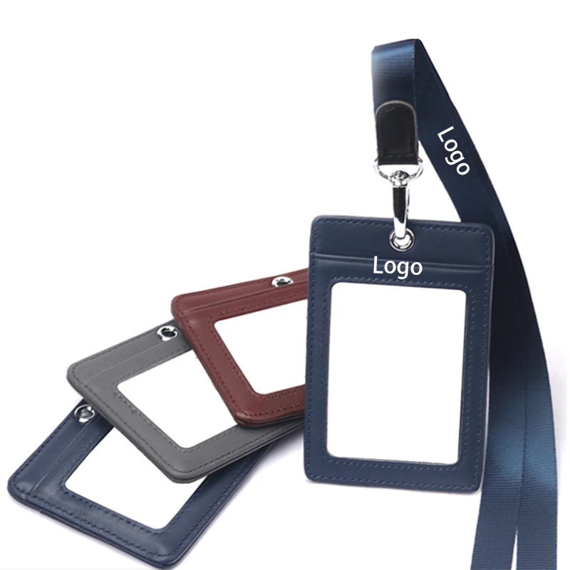Genuine Leather ID Badge Holder with 3 Slots 1