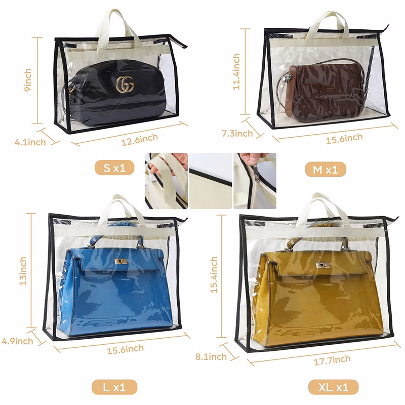 12.6 x 4.1 x 9 Inches Clear Handbag Storage Dust Bags