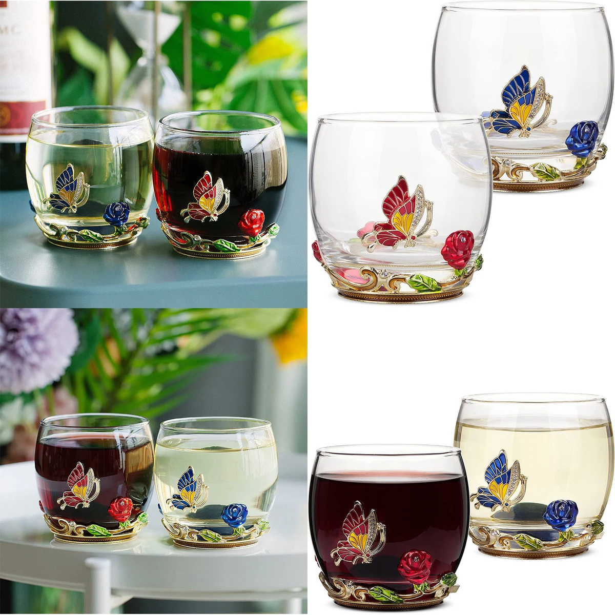 Floral Stemless Wine Glass 1