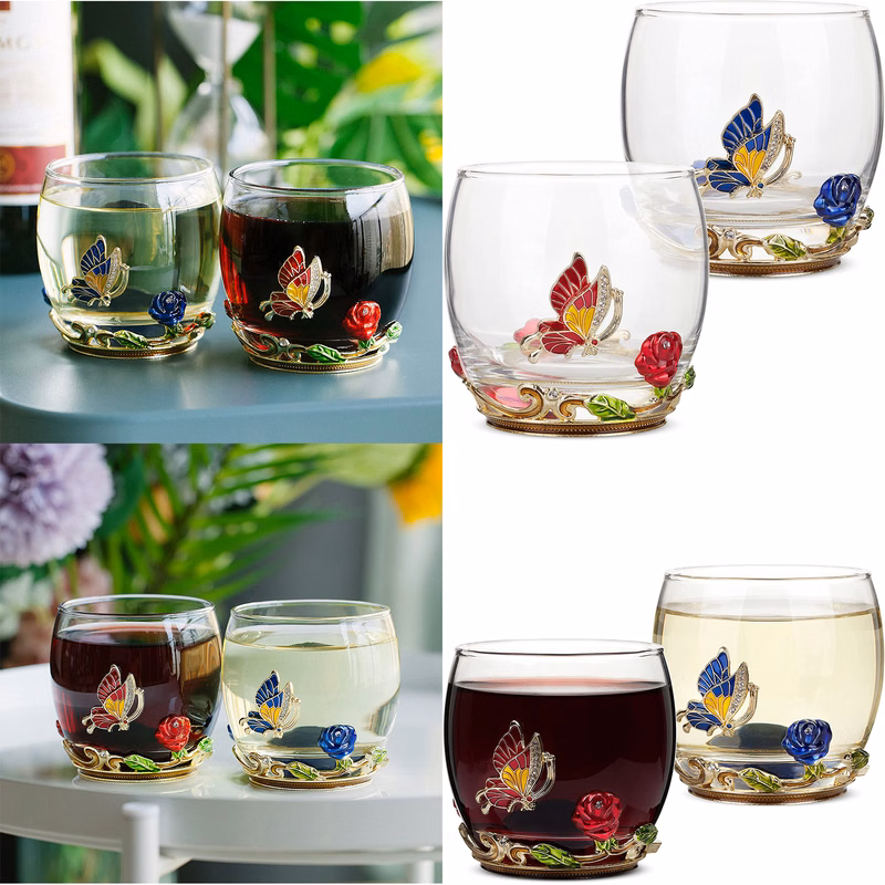 Floral Stemless Wine Glass