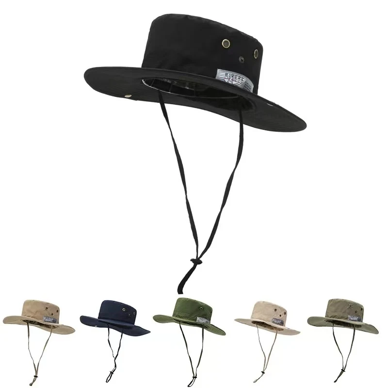 Outdoor Fishing Wide Brim Sun Bucket Hat W/ Embroidery 1