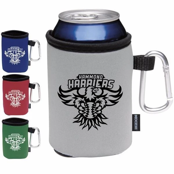 Collapsible Can Sleeve w/ Carabiner, custom koozie with logo imprint 1