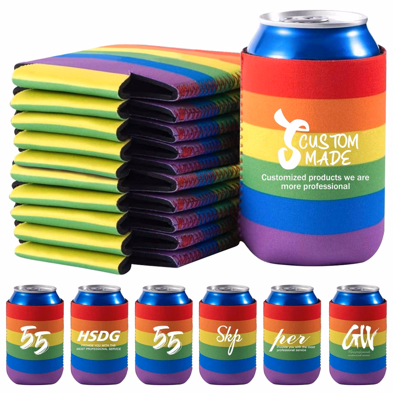 12 oz Rainbow Neoprene Beverage Can Cooler