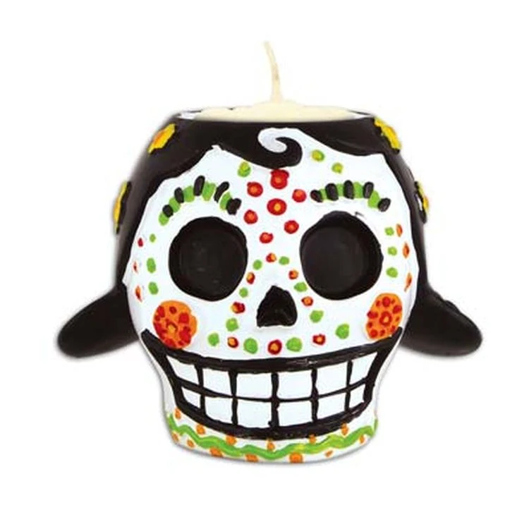 Day Of The Dead Female Skull Tea Light Holder 1