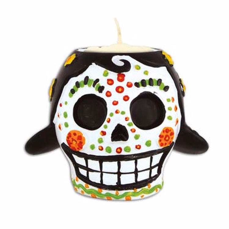 Day Of The Dead Female Skull Tea Light Holder