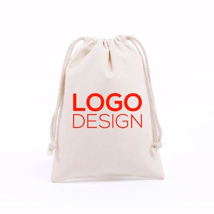 Printed 4" x 6" Natural Cotton Drawstring Bag - 10 oz