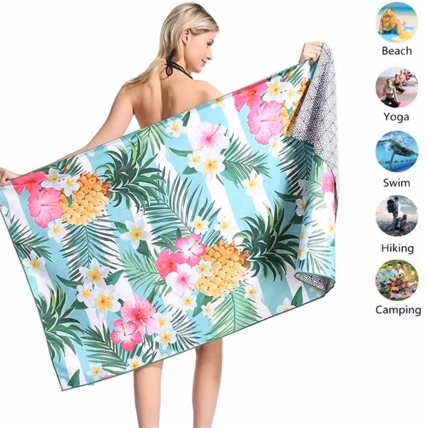 Double-sided velvet absorbent and quick-drying beach towel