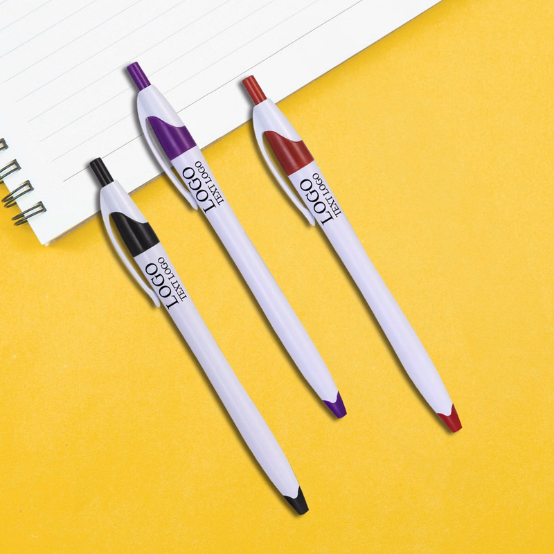 White Retractable Pen with Colored Trim